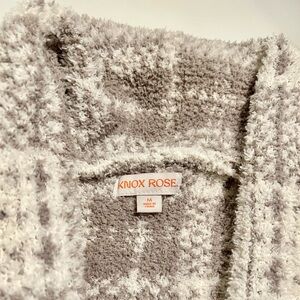 Knox Rose Textured Knit Cardigan in Gray and Cream